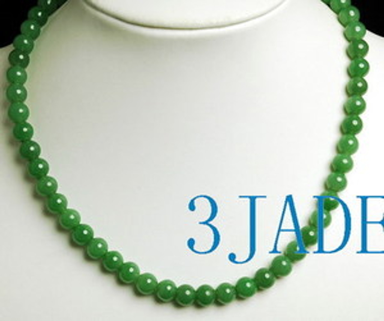 17" A Grade Natural Green Jade Nephrite Beads Necklace