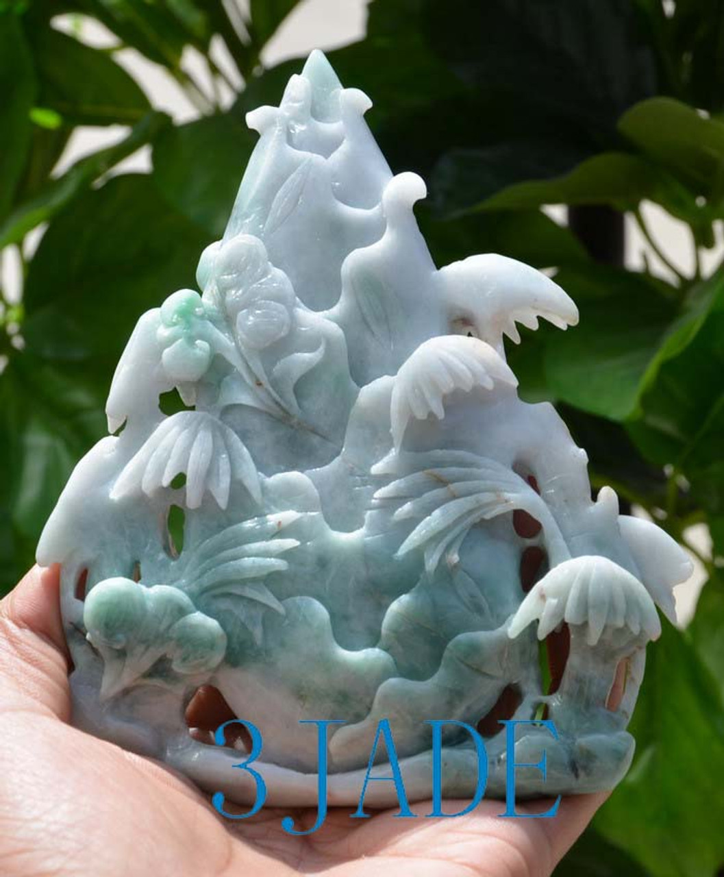 A Grade Natural Jadeite Jade Carving Bamboo Shoots Statue w/certificate -J022391