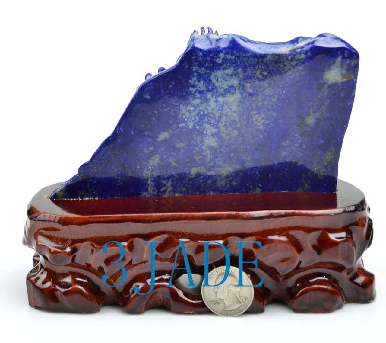 Natural Lapis Lazuli Playing Dragon Statue Gemstone Carving Sculpture Chinese Art Decor -J040306