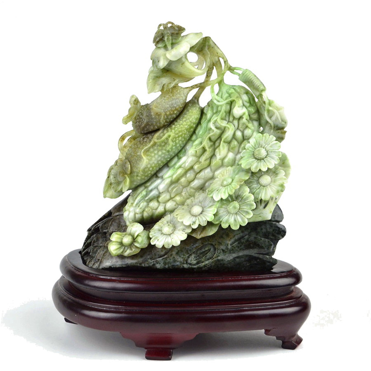 Natural Dushan Jade Plant Statue Sculpture Stone Cucumber Carving