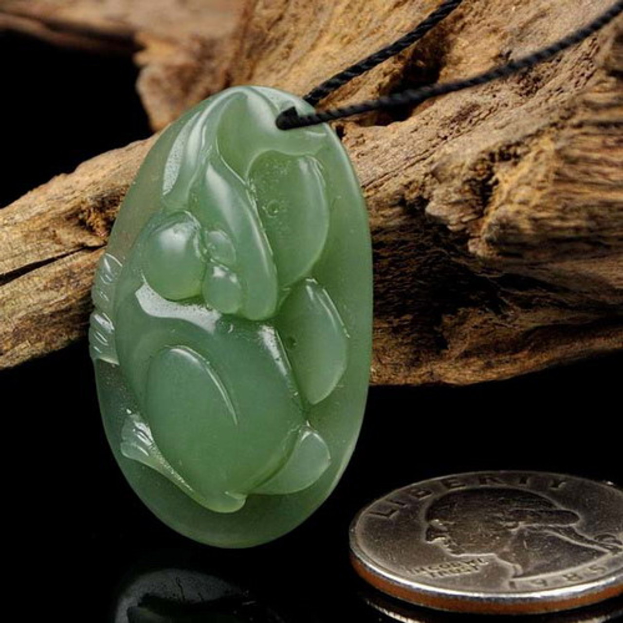 Natural Green Nephrite Jade Earrings Hand Carved Leaf Shape, F014004 -  3JADE wholesale of jade carvings, jewelry, collectables, prayer beads