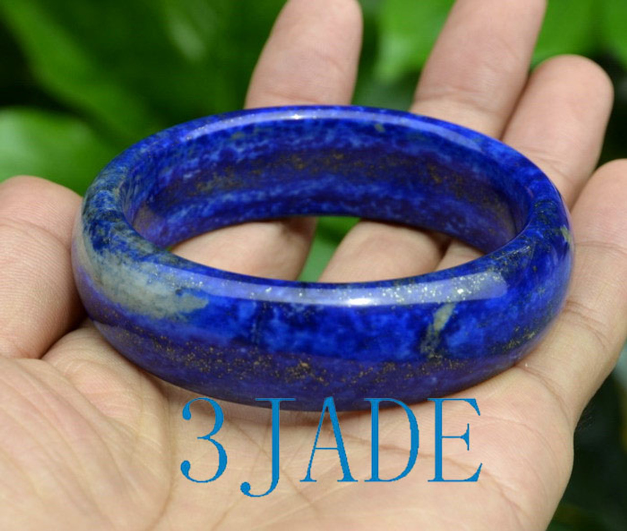 59mm Natural Lapis Lazuli Wide Bangle Gemstone Bracelet -C035087