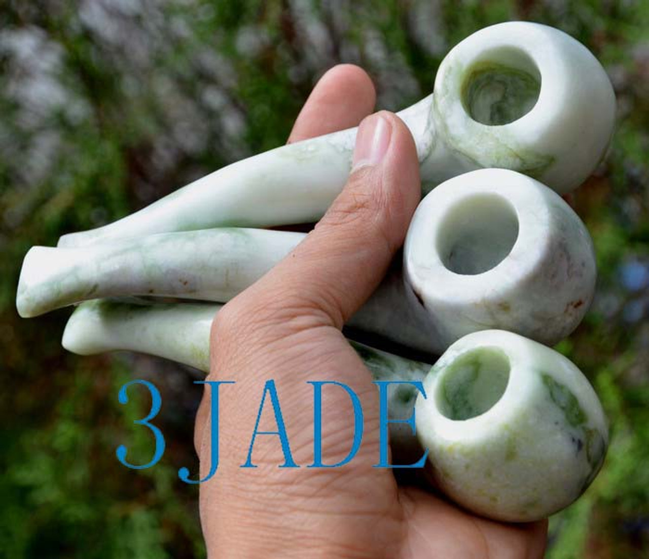 5 Hand Carved Natural Serpentine Stone Tobacco Pipes Lantian Jade -Z002004