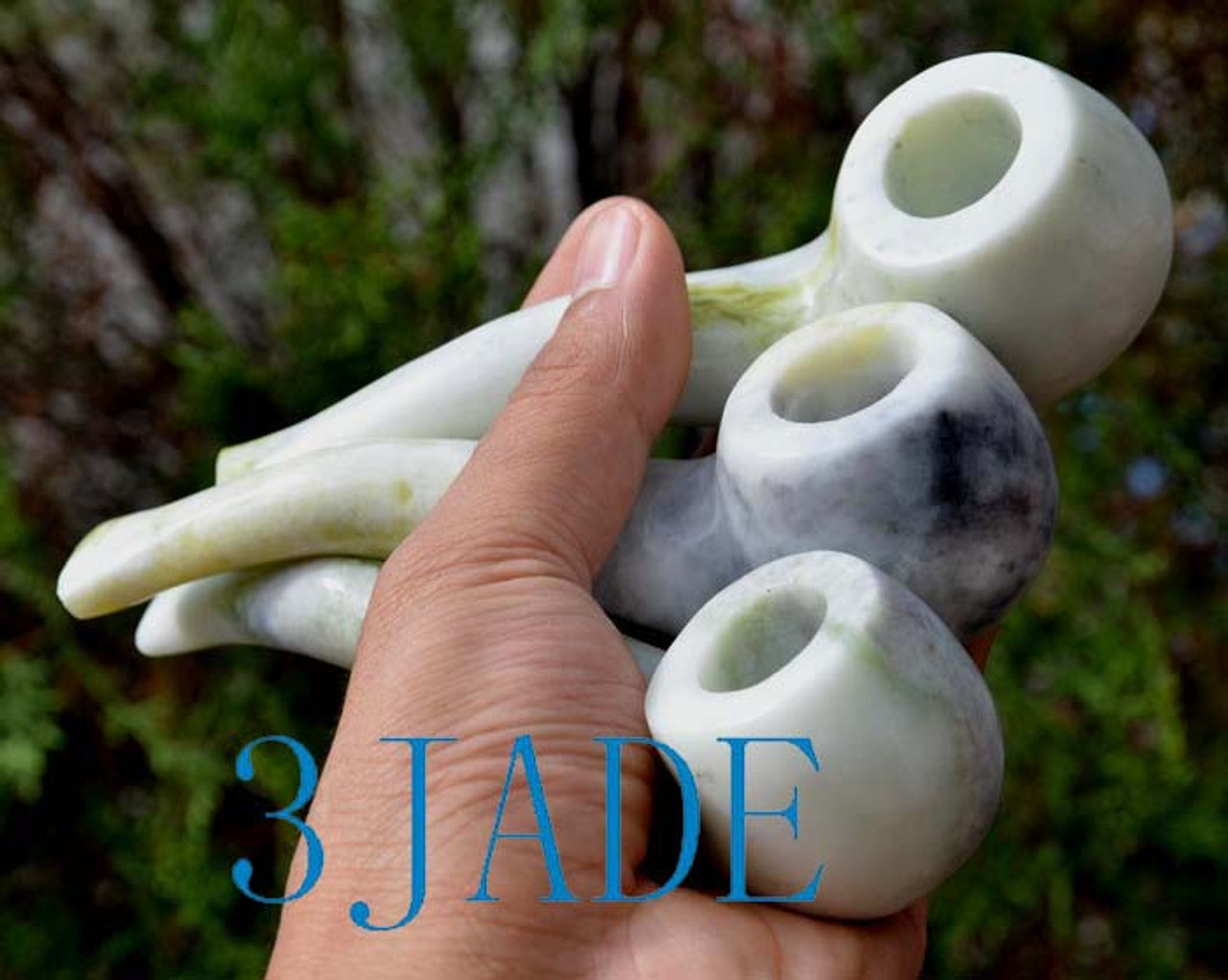 5 Hand Carved Natural Serpentine Stone Tobacco Pipes Lantian Jade -Z002006