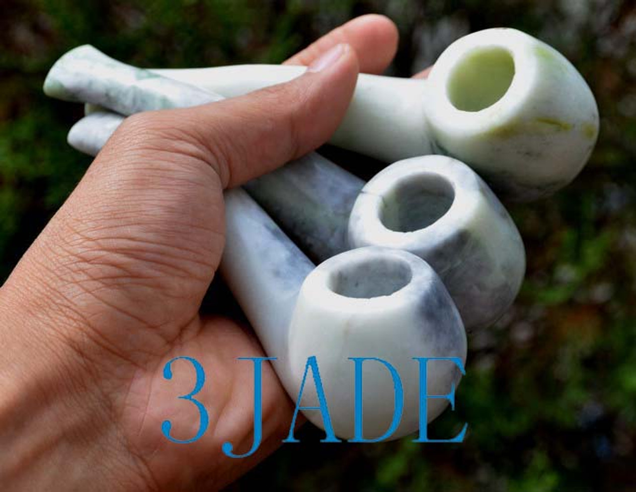 5 Hand Carved Natural Serpentine Stone Tobacco Pipes Lantian Jade -Z002008