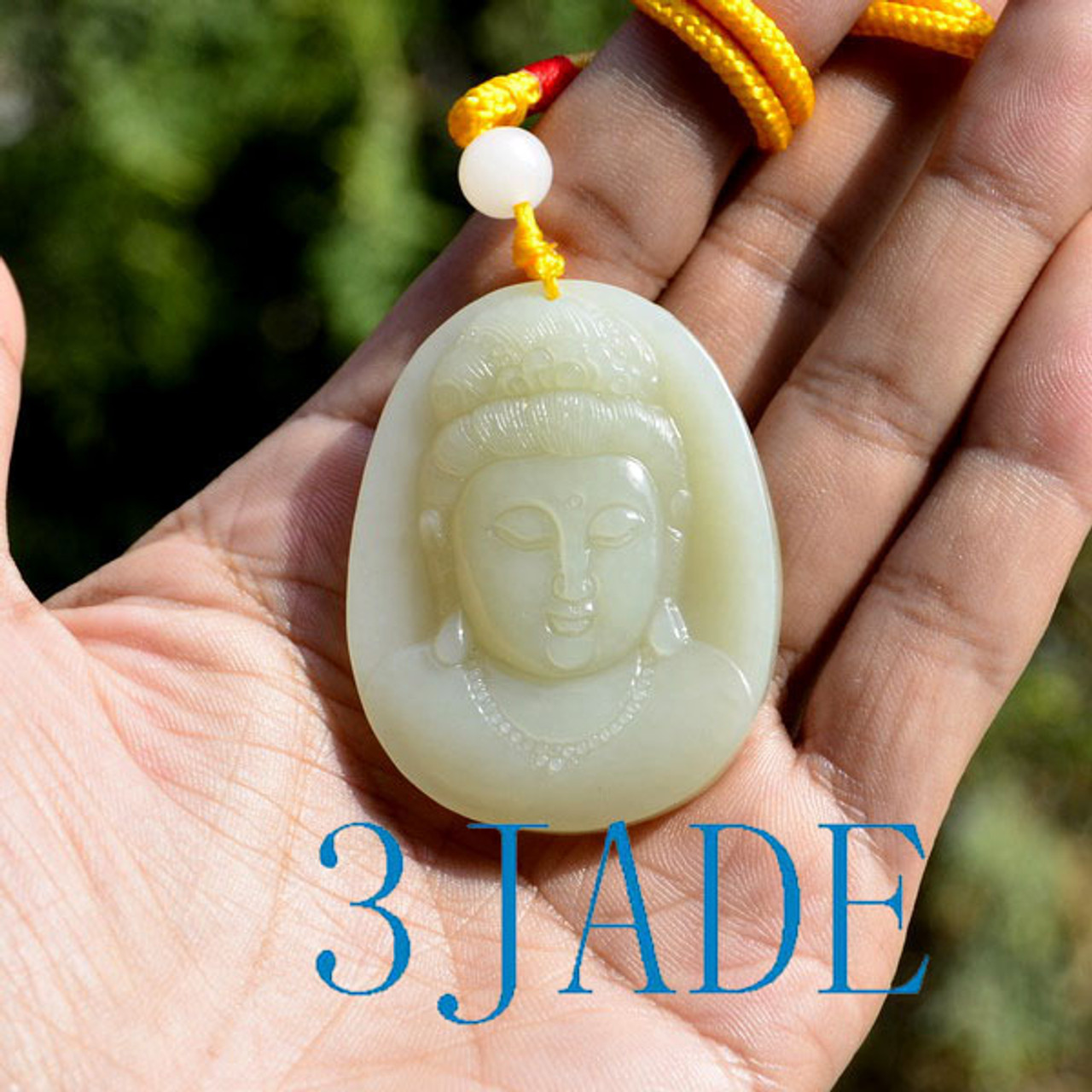 Hetian white jade Kwan-Yin pendant