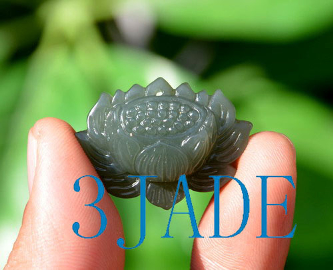 Natural Nephrite Jade Lotus Flower Pendant /Carving -G025164A