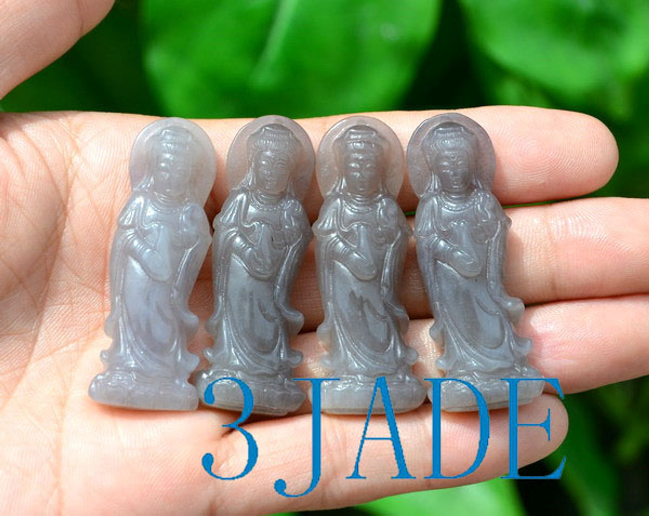 purple nephrite jade Kwan-yin pendant