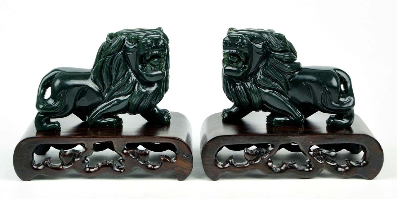 jade lion statues