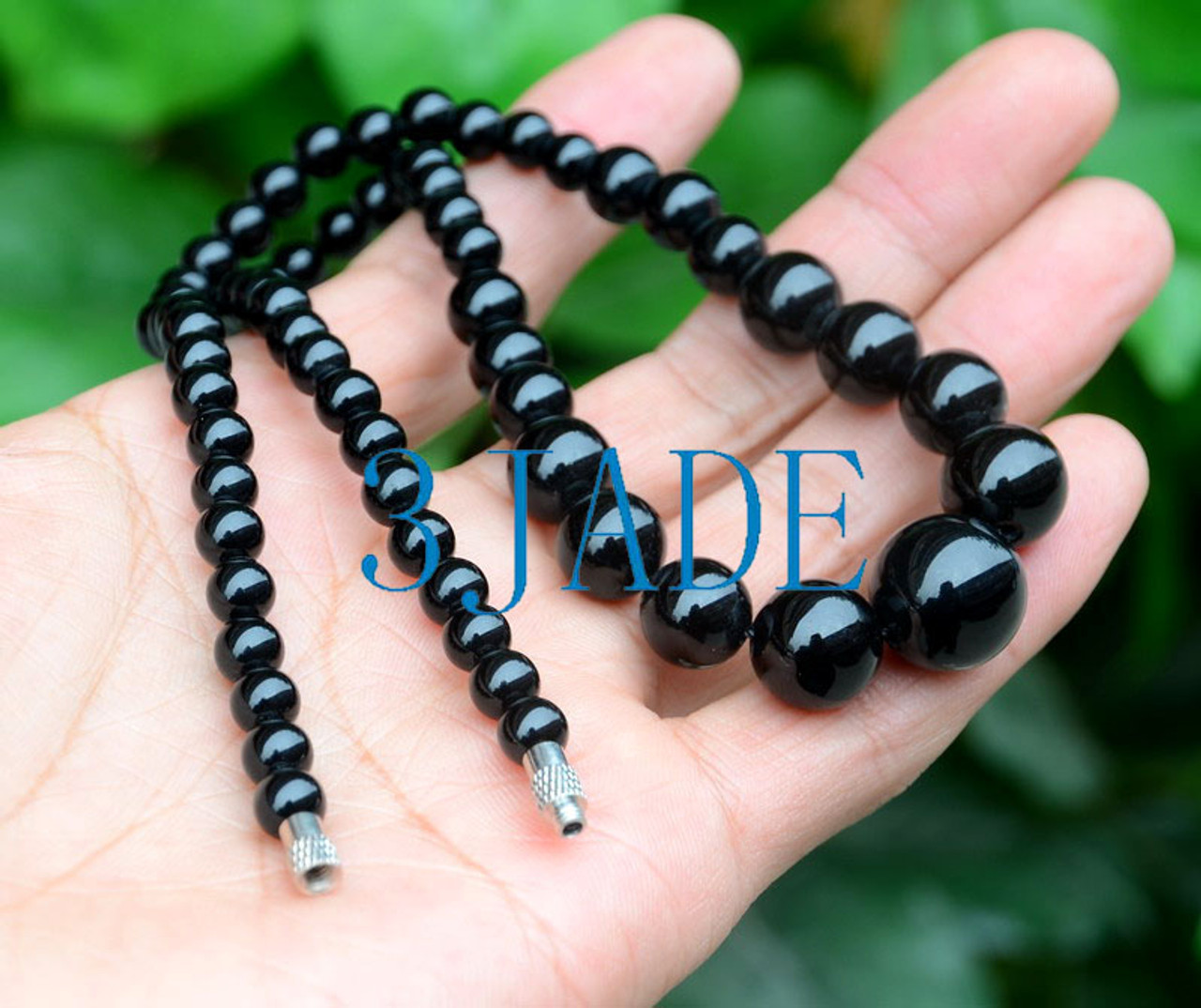 Shop for Mens Black Onyx and Silver Hematite Beaded Necklace | JaeBee