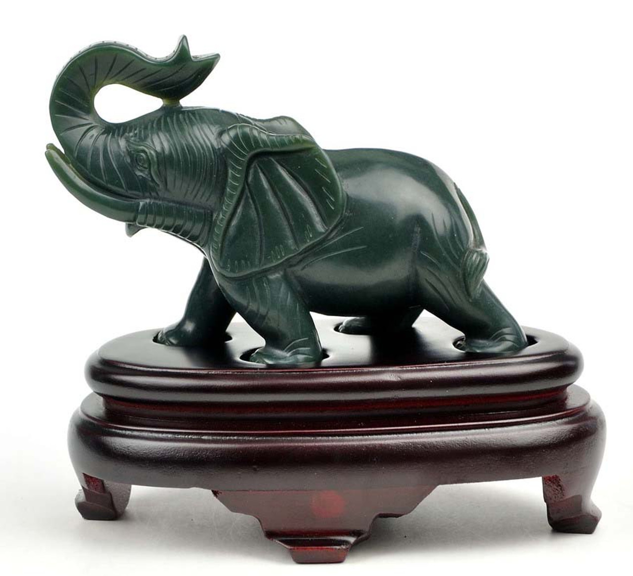 Natural Nephrite Jade Elephant Statue / Gemstone Carving Sculpture