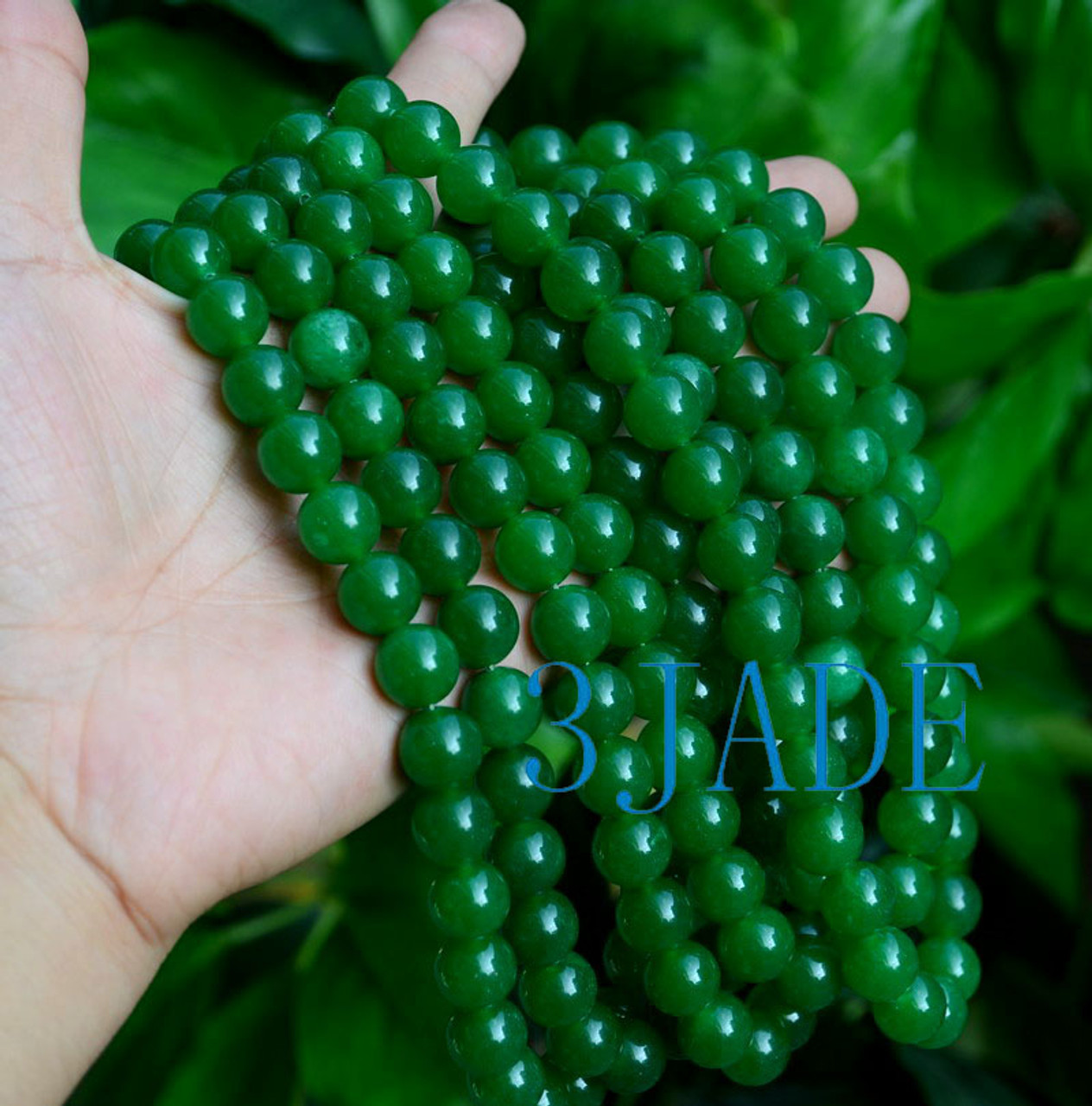 17" 12mm Green Quartz / Malaysia Jade Beads Necklace