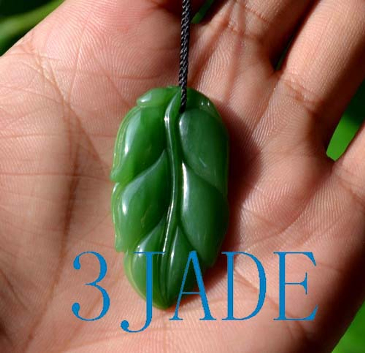 Green Nephrite Jade Leaf 