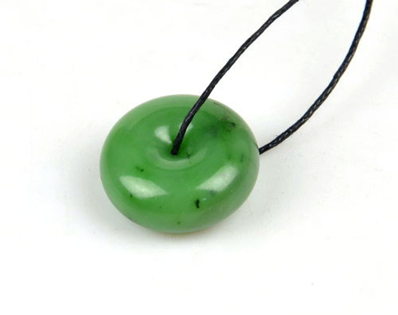 green nephrite jade donut pendant