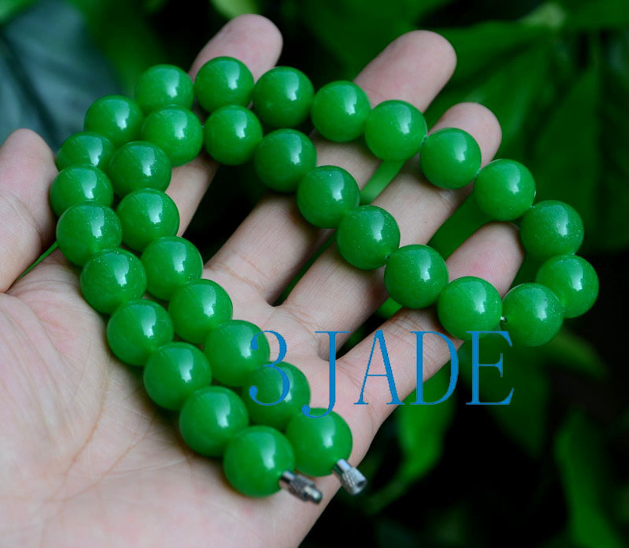 18" Imperial Green Quartz / Malaysia Jade 14mm Beads Necklace-D003023