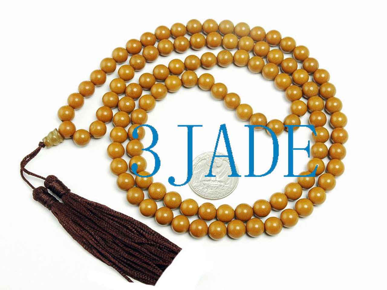 34" Natural Chicken-Liver-Stone Jasper Chalcedony 108 Prayer Beads Mala 鸡肝石佛珠