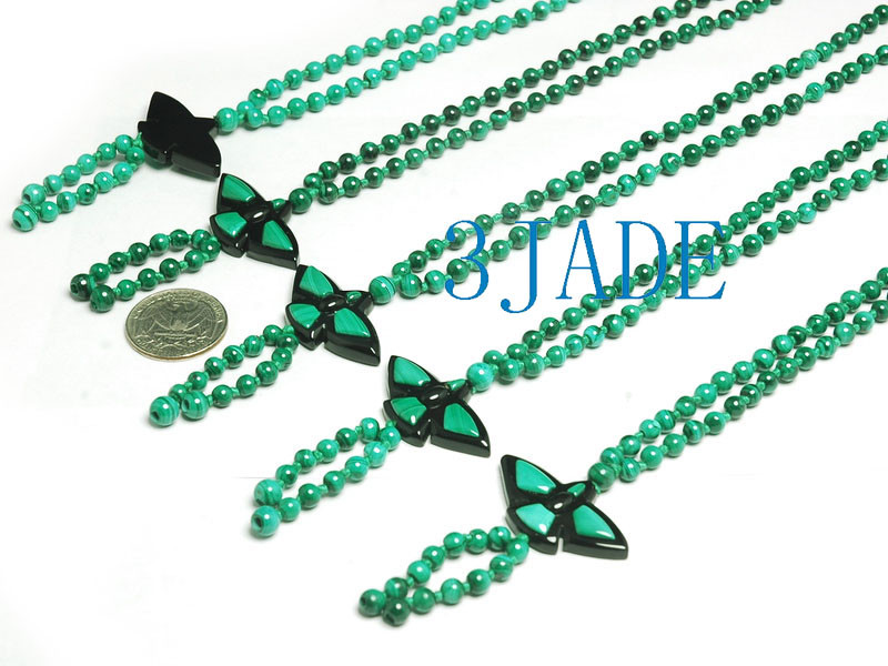 Natural Malachite Gemstone/Black Onyx Inlaid Swallow Necklace