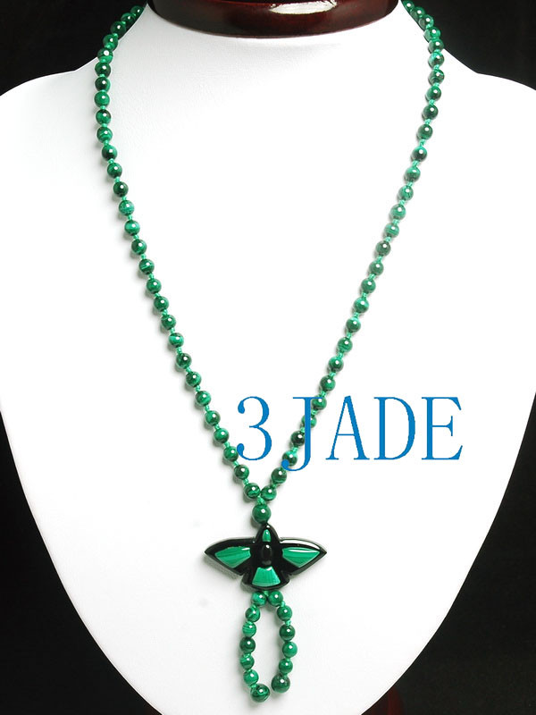 Natural Malachite Gemstone/Black Onyx Inlaid Swallow Necklace