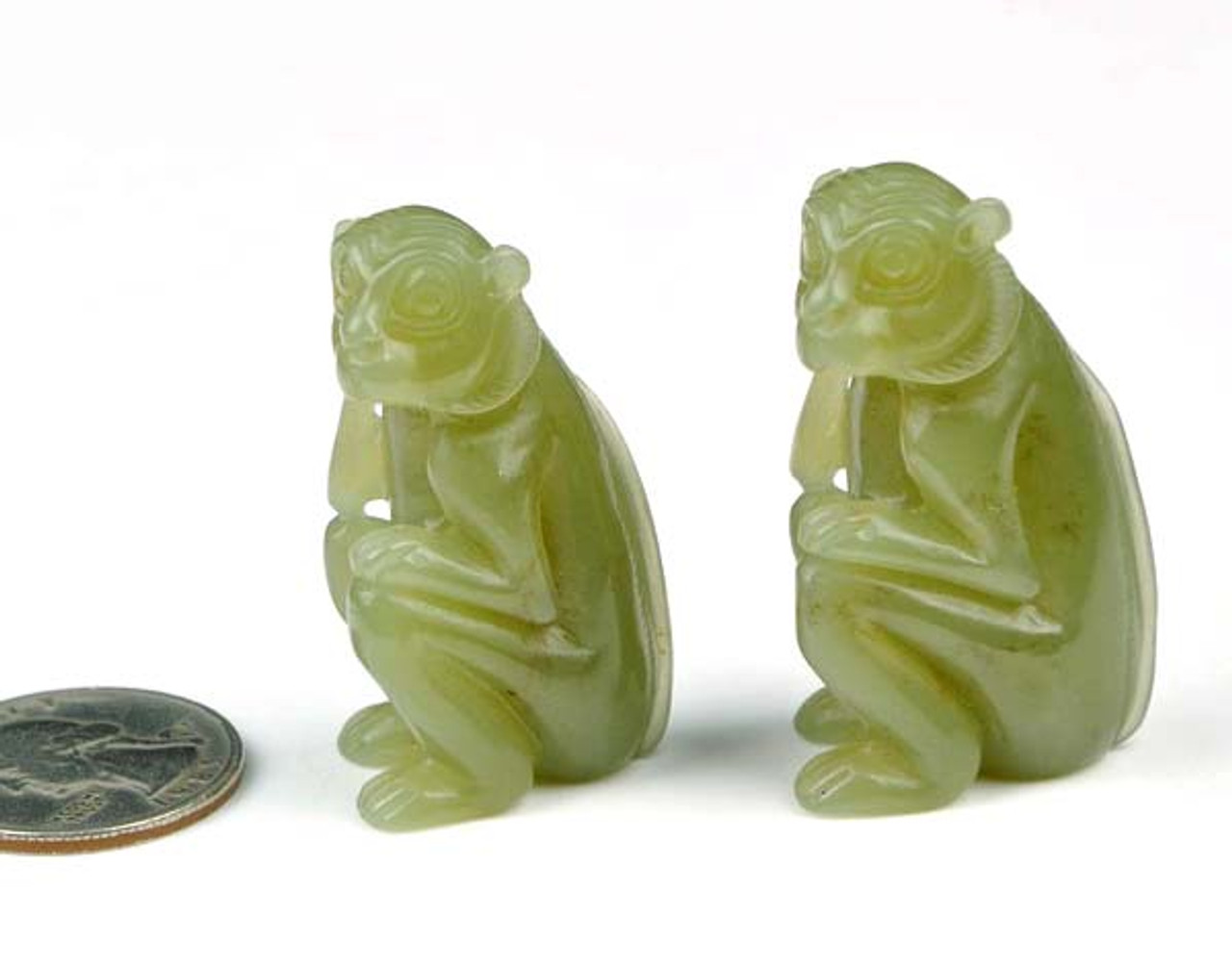 翡翠 龍 Natural Hetian Nephrite Jade Monkey Figurine / Hand Carved