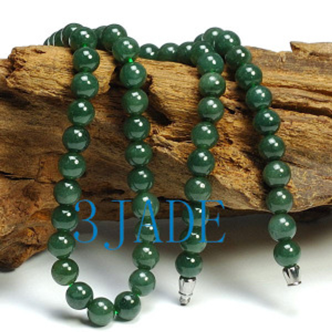 19" A Grade Natural Jadeite Jade Beads Necklace