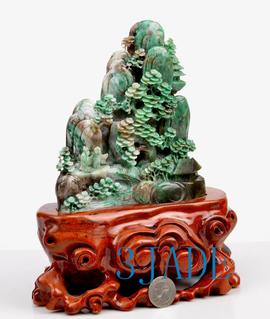 Natural Dushan Jade Chinese Scenery Statue / Traditional Oriental ...