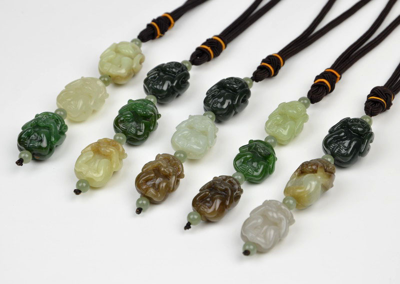 Hand Carved Hetian Nephrite Jade Three Wise Monkeys Pendant