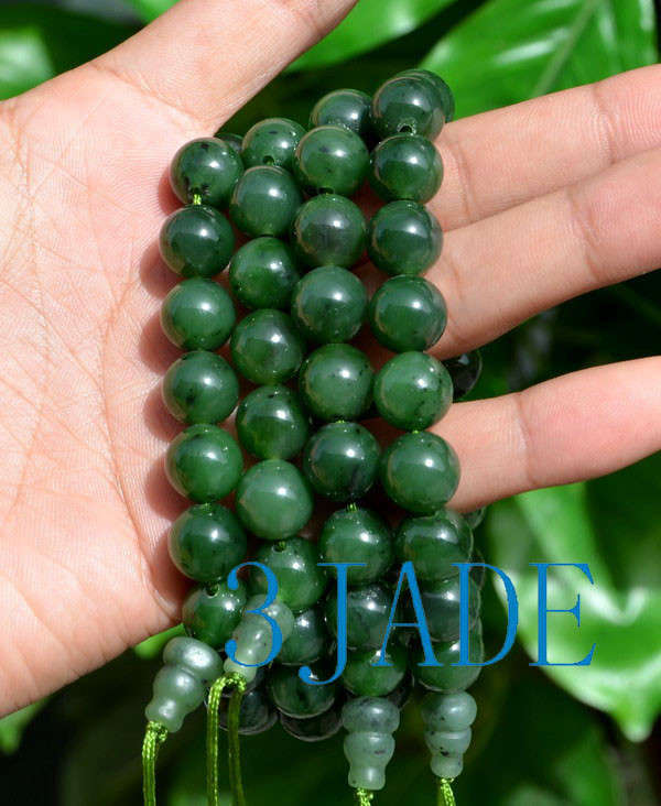 Natural Green Nephrite Jade 18 Prayer Beads Mala 3JADE wholesale of