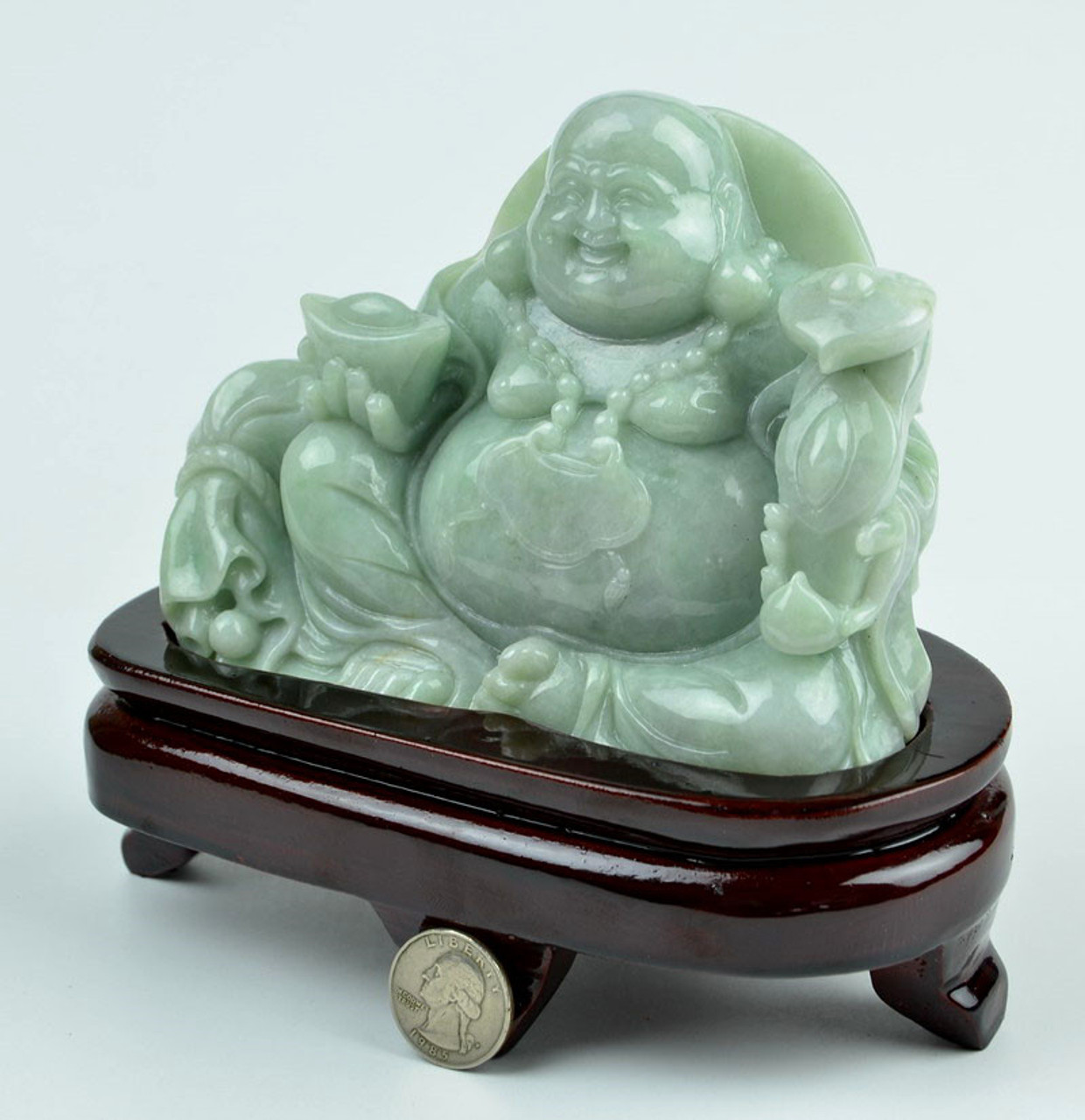 A Grade Natural Jadeite Jade Buddha Statue Carving Sculpture
