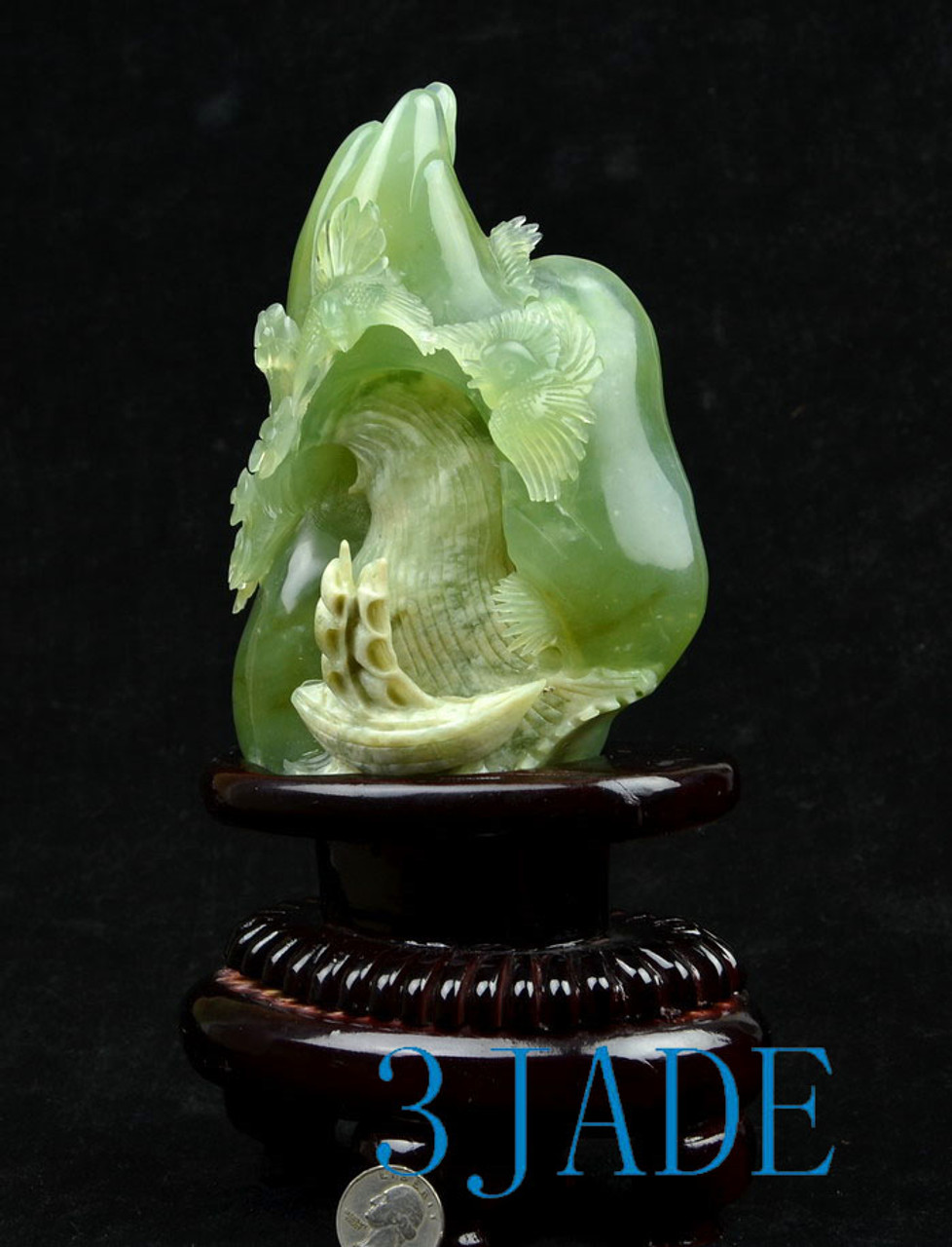 Natural Serpentine Chinese Xiu Jade Carving: Spring River