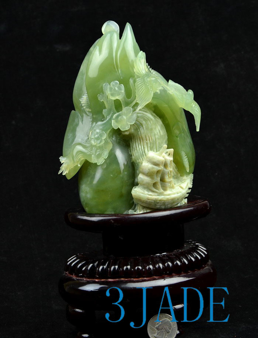 Natural Serpentine Chinese Xiu Jade Carving: Spring River