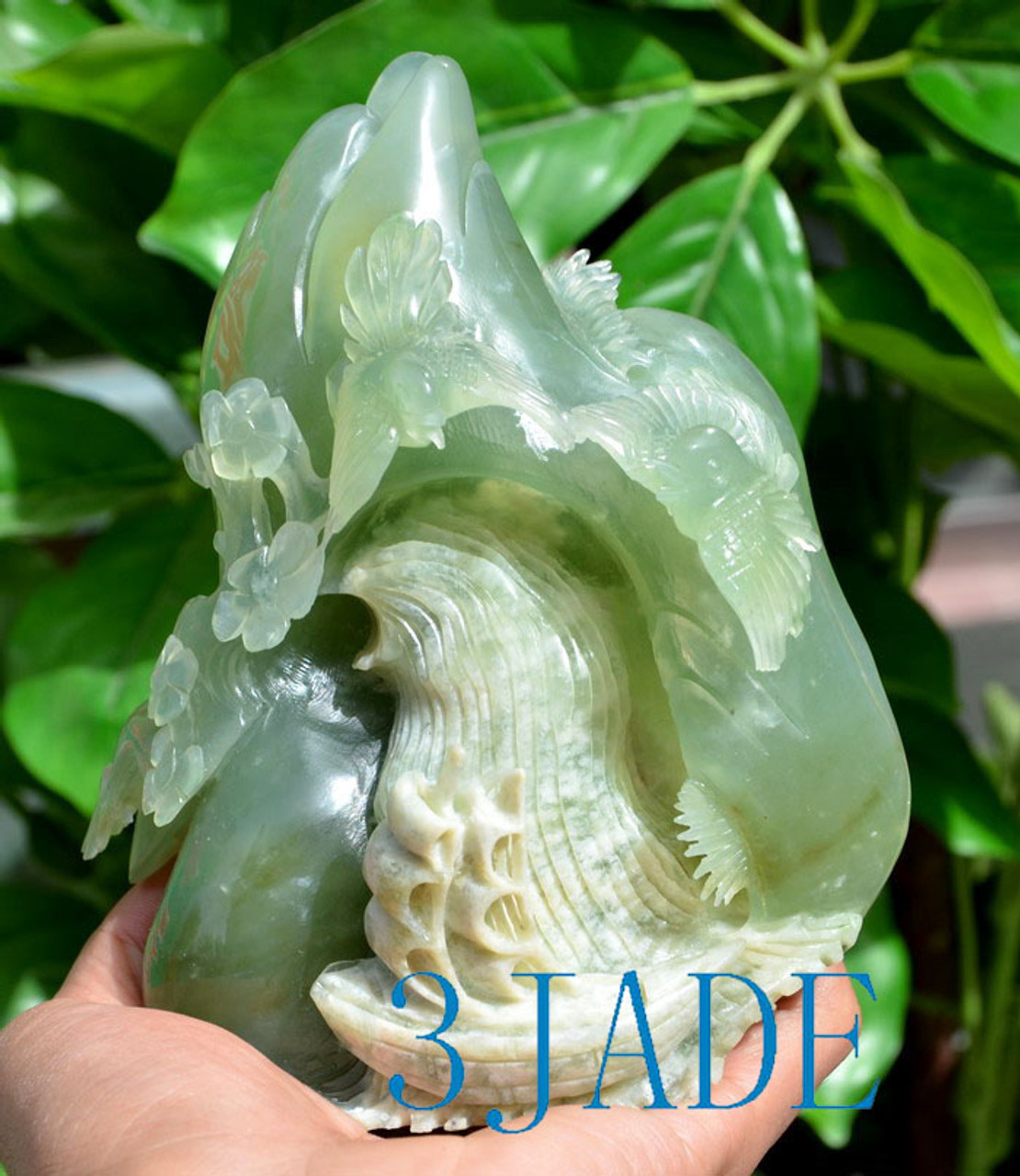 Natural Serpentine Chinese Xiu Jade Carving: Spring River