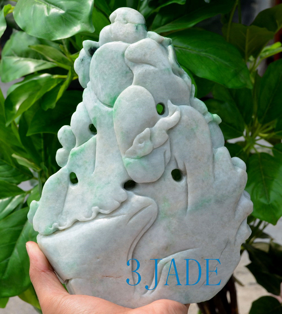 A Grade Green Jadeite Jade Chinese Foo Dogs Statue Carving Sculpture w/ certificate -J022410