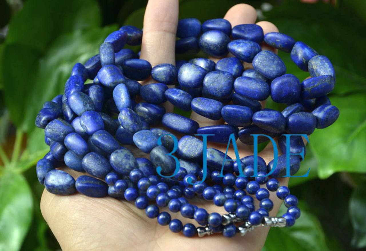 Selected Natural Lapis Lazuli Gemstone Nugget Beads Necklace