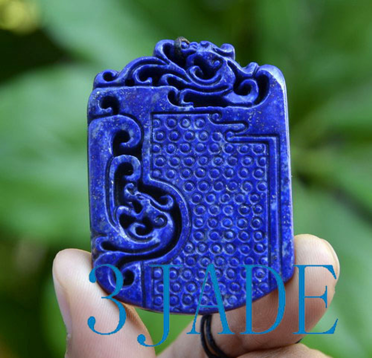 Natural Lapis Lazuli Ancient Style Dragon Pendant Necklace