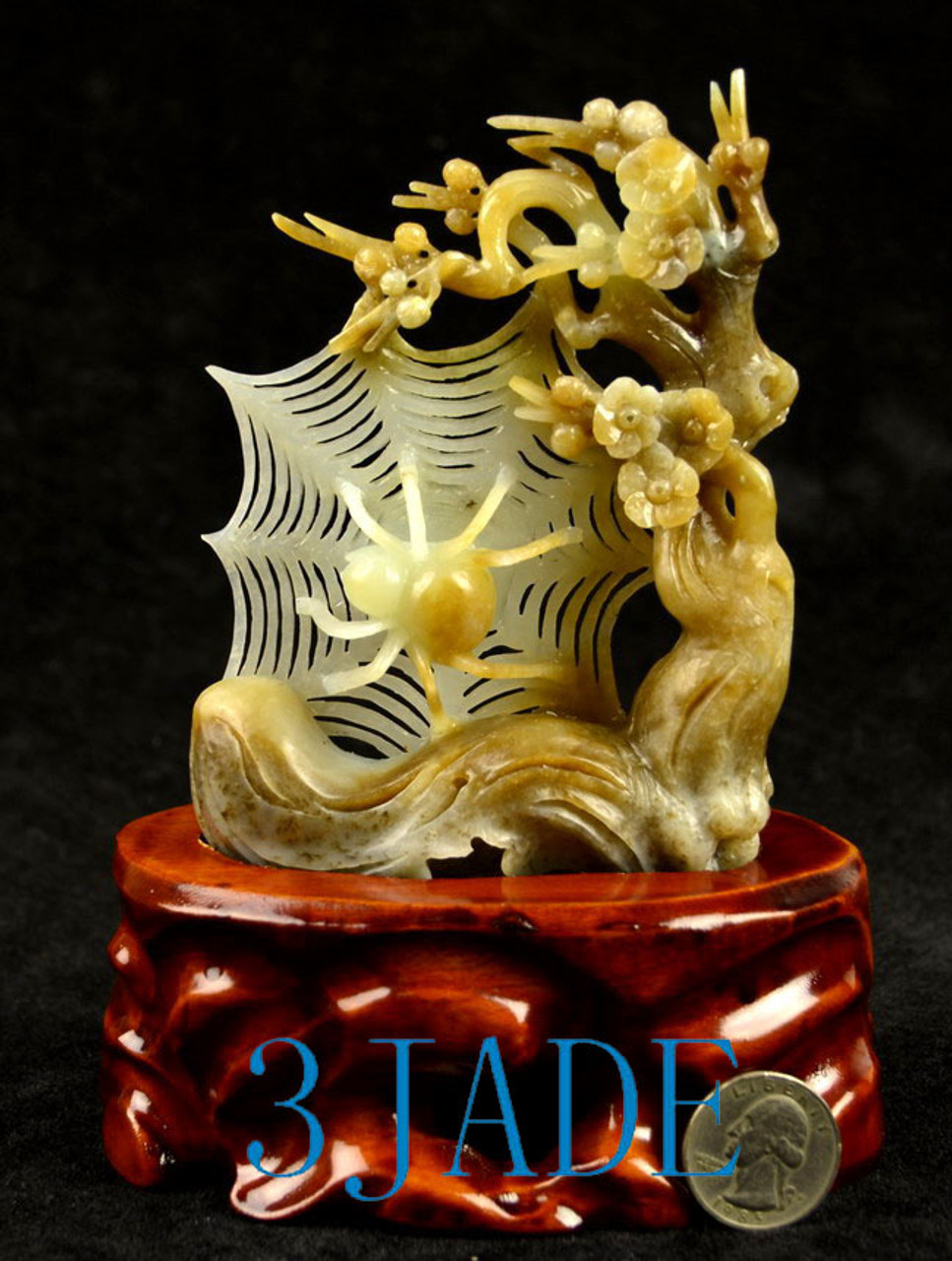 Hetian sugar white jade spider web