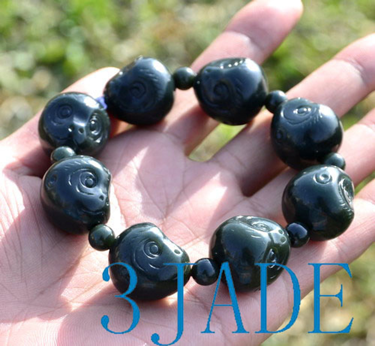 hand carved jade monkey beads