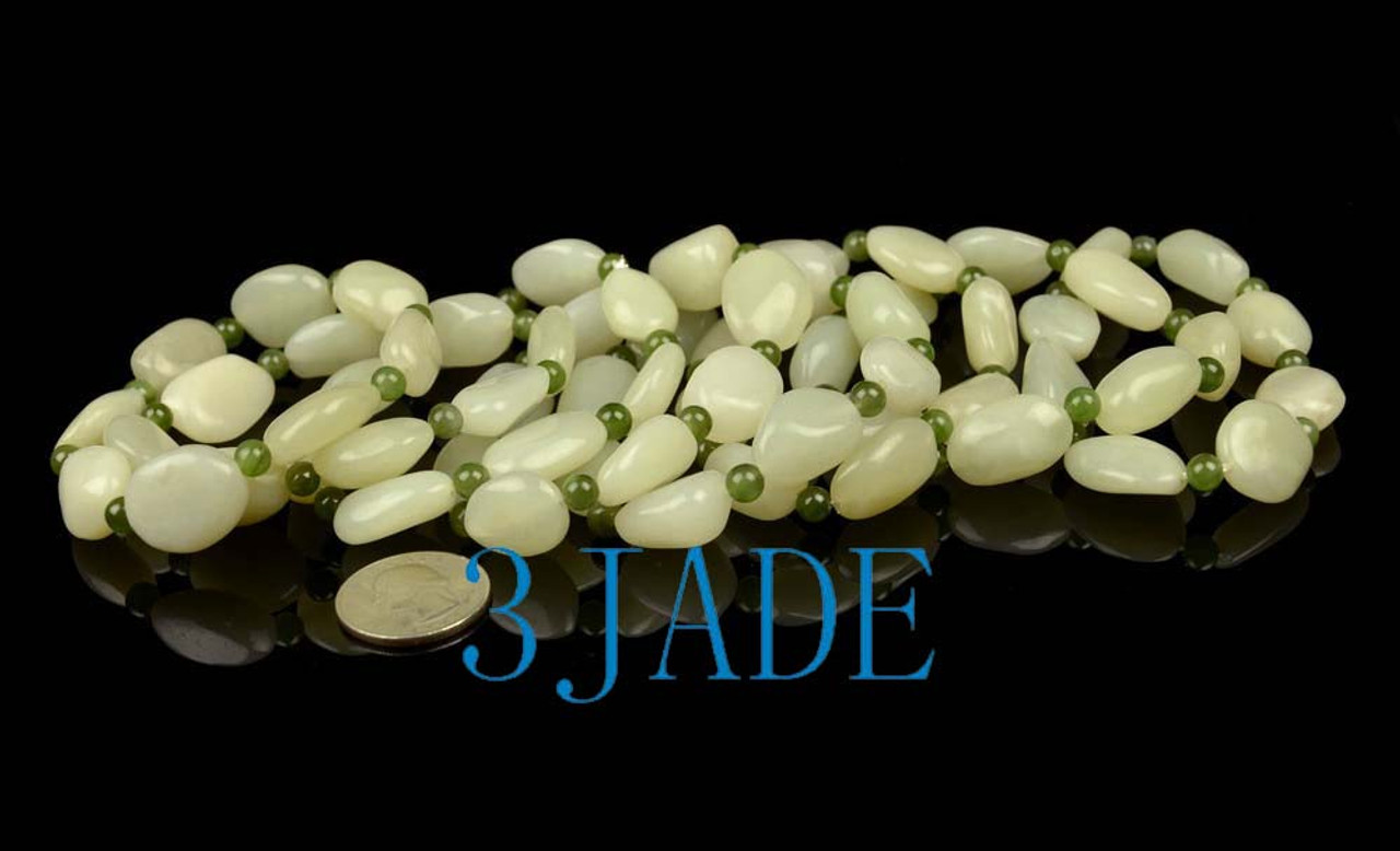 Nephrite Jade Nugget Beads Bracelet 