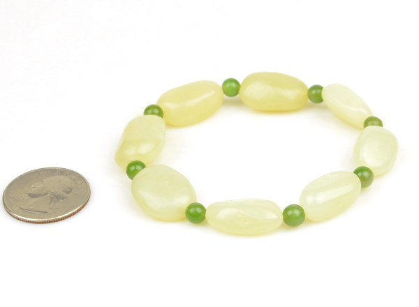Natural Nephrite Jade Nugget Beads Bracelet