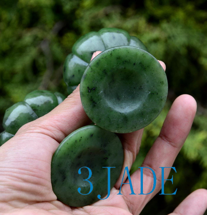 Green Nephrite Jade Joss Stick Holder Cared Lotus Incense Holder