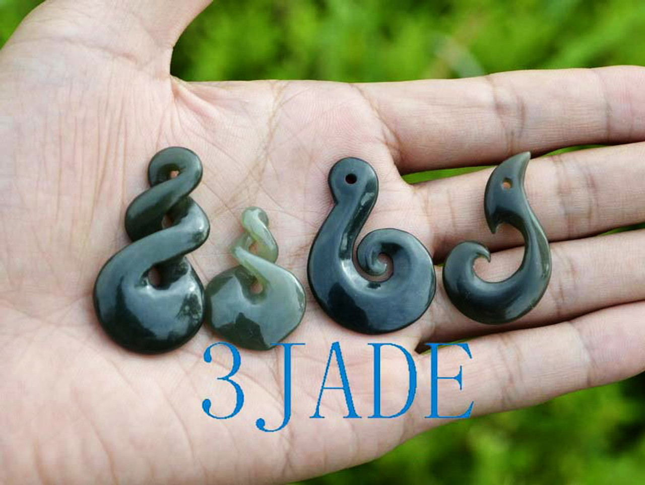 4 New Zealand Maori Design Nephrite Jade Koru Twist Manaia Pendants Various Shape Necklaces Wholesale