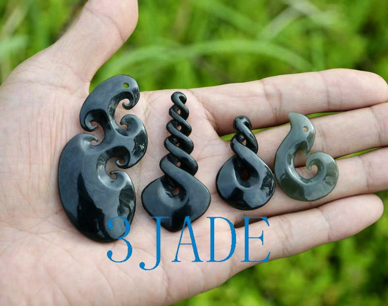 4 New Zealand Maori Design Nephrite Jade Koru Twist Manaia Pendants Various Shape Necklaces Wholesale