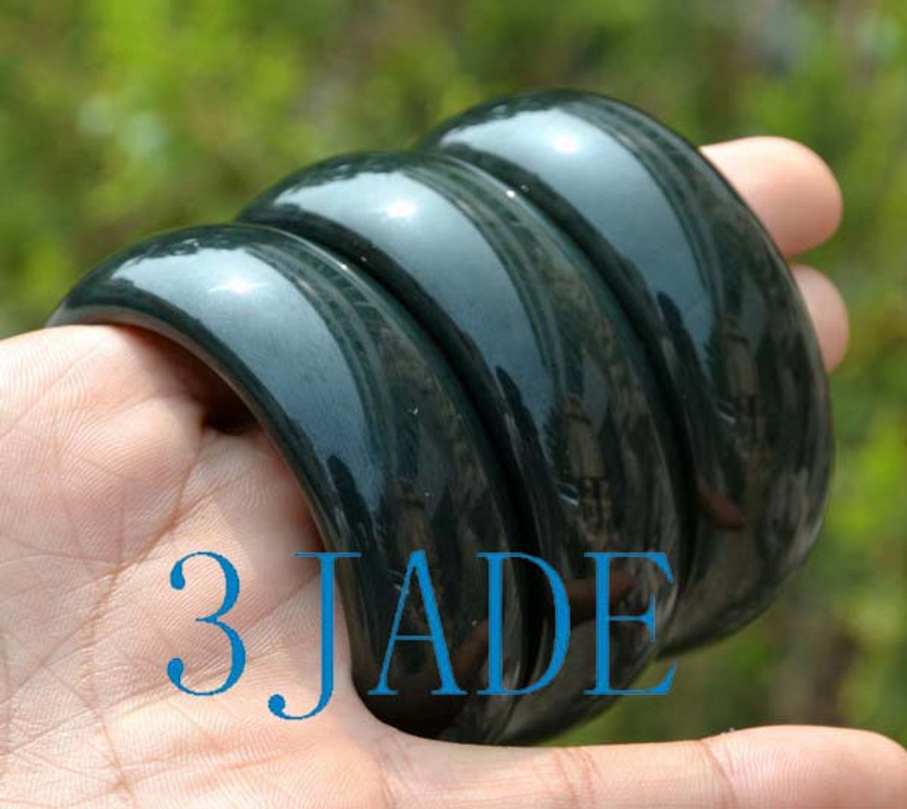 58.7-59.5mm Natural Dark Green Nephrite Jade Bangle Bracelet w/ Certificate