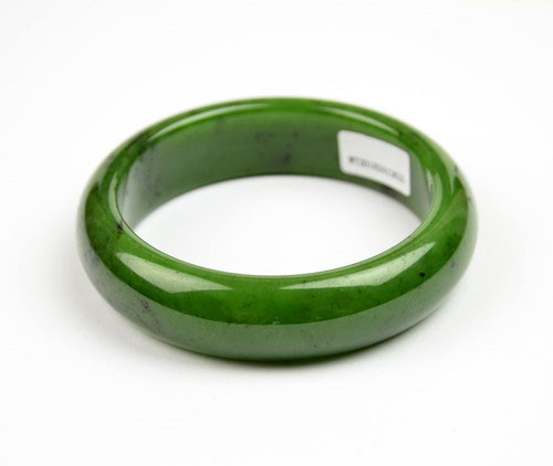54-61.5mm Green Canadian Nephrite Jade Flat Bangle Bracelet w