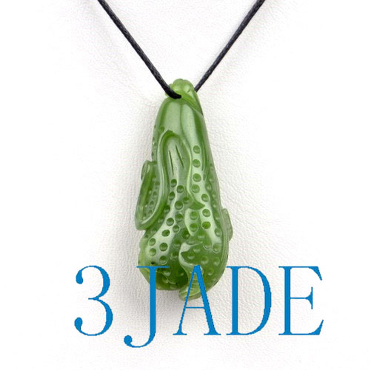 Natural Green Nephrite Jade Cabbage Pendant Necklace w/ certificate