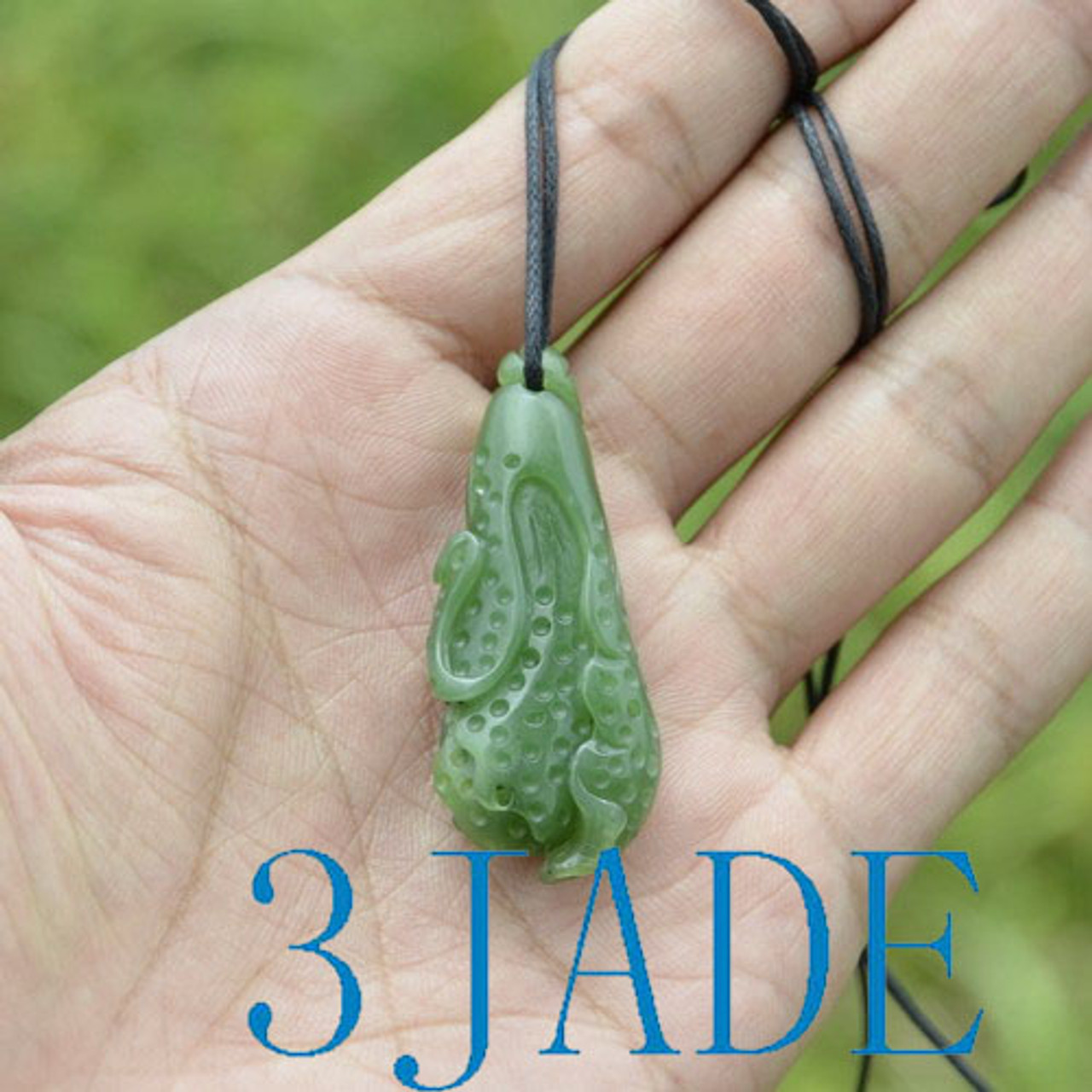 Natural Green Nephrite Jade Cabbage Pendant Necklace w/ certificate