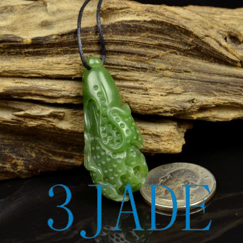 Natural Green Nephrite Jade Cabbage Pendant Necklace w/ certificate