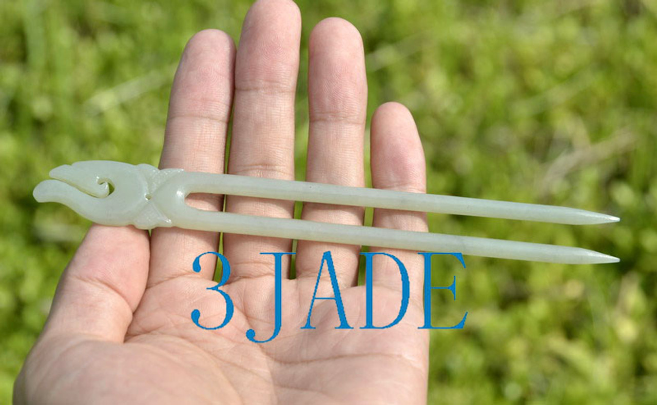 jade fish hook hair stick