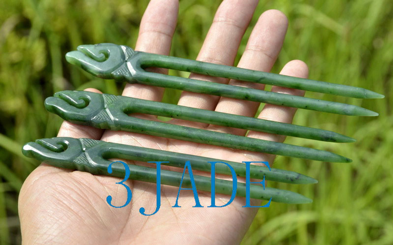 Maori jade hair fork