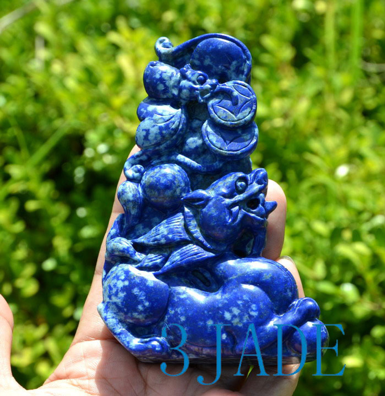 Natural Lapis Lazuli Pixiu Statue / Sculpture Chinese Divine Animal Carving