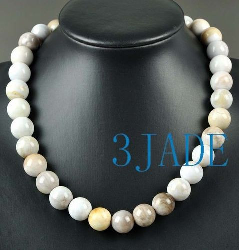19 1/2" Natural Petrified Wood Chalcedony Beads Necklace